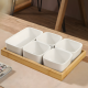 Wood and Porcelain Five-Piece Serving Set